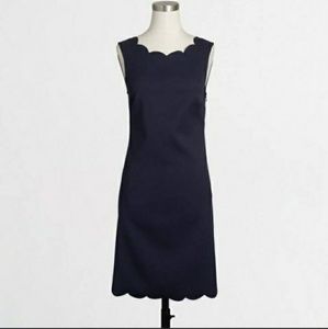 J. Crew Factory Navy Blue scalloped shift dress